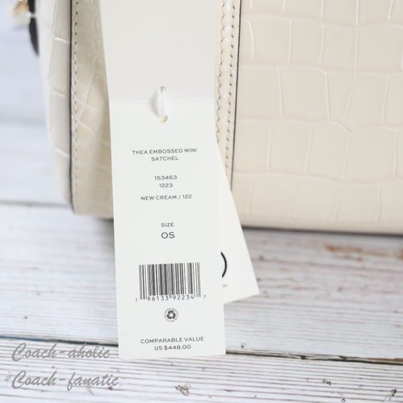 NWT Tory Burch 153463 Thea Mini Satchel Embossed Leather Crossbody in New Cream - Picture 9 of 12